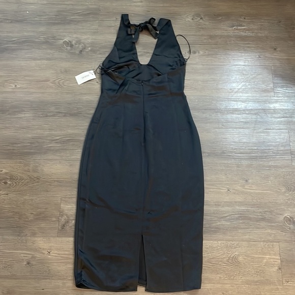 Jason Wu Black Satin Plunging Neckline Halter Midi Dress NWT - Picture 6 of 10